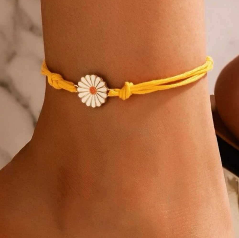 Yellow Daisy Ankle Bracelet